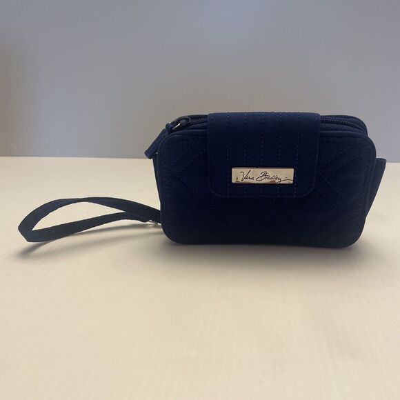 Vera Bradley Navy Blue Photo I.D. Credit Card Wristlet Zip. - Picture 1 of 11